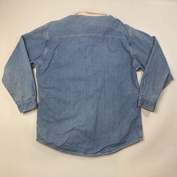 Vintage Guess Jean Shirt Mens M Medium Blue Denim Cotton Houndstooth Lined - Picture 3 of 14